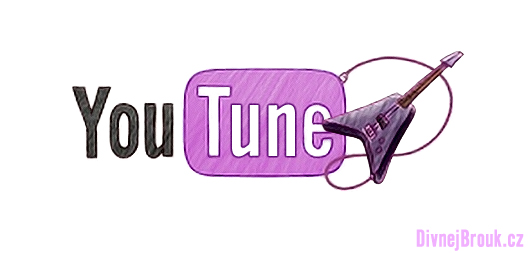 divnej brouk - nové růžové logo - kytara Flying V, YouTube Music, YouTune