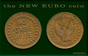 Diwous aka Divnej Brouk, Nové euro mince, humor, No cash value, New coin, vtip, připravovaná evropská měna, end, collapse, Freedom, eagle, orel, návrh