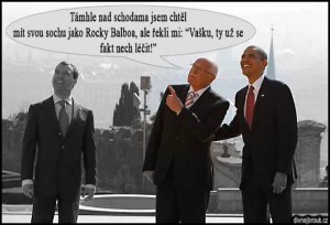 Diwous - Praha 2010, Barack Obama, Dmitrij Medvěděv, humor, odzbrojovací smlouva START 1, Rocky Balboa, socha, summit, Václav Klaus, vtip