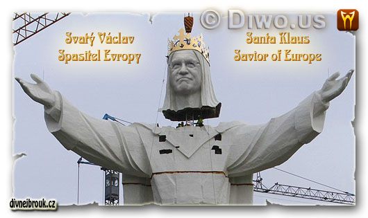divnej brouk - socha sv. svatého Václava, prezident Václav Santa Klaus - Spasitel obří největší nejvyšší, world's largest biggest Statue Jesus Christ Poland, Polsko