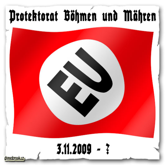 divnej brouk - vlajka, logo EU, Evropská Unie, European Union, svastika, nový protektorát Čechy a Morava, new flag Protektorat Böhmen und Mähren, 3.11.2009