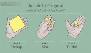 Diwous - Jak složit Origami, 3 kroky, jeřáb, papír, humor, vtip