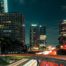 Diwous - photography, Los Angeles Down Town, highway, scyscraper, trafic, cars, lights, night, blur effect, manual HDR